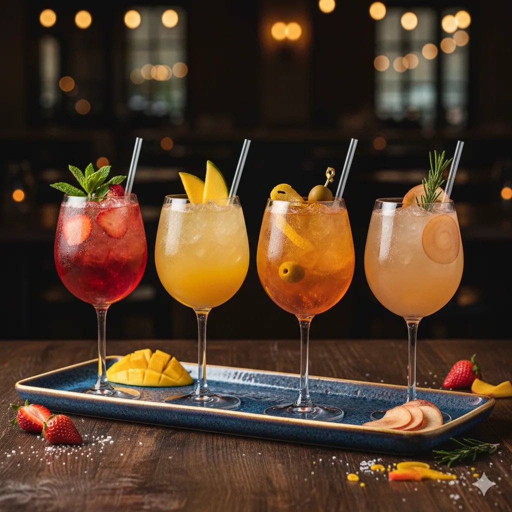 Auswahl farbenfroher Cocktails